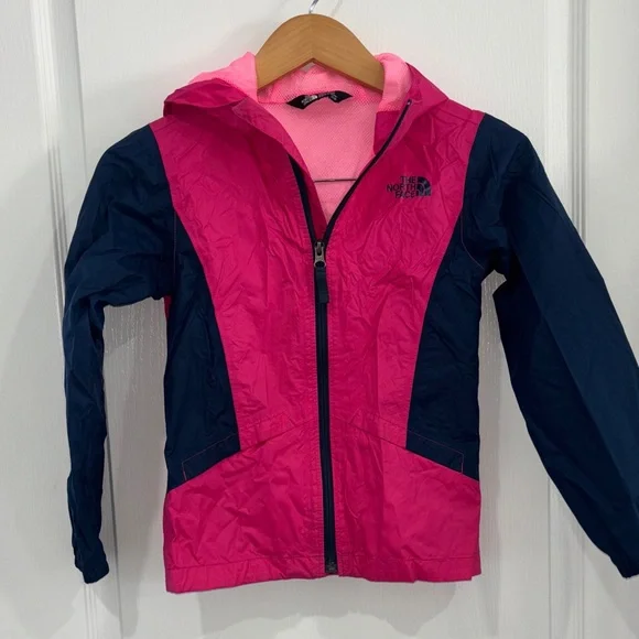 The North Face Dryvent Rain Jacket Girls Size small 7/8 Pink/Navy Blue - Picture 1 of 6